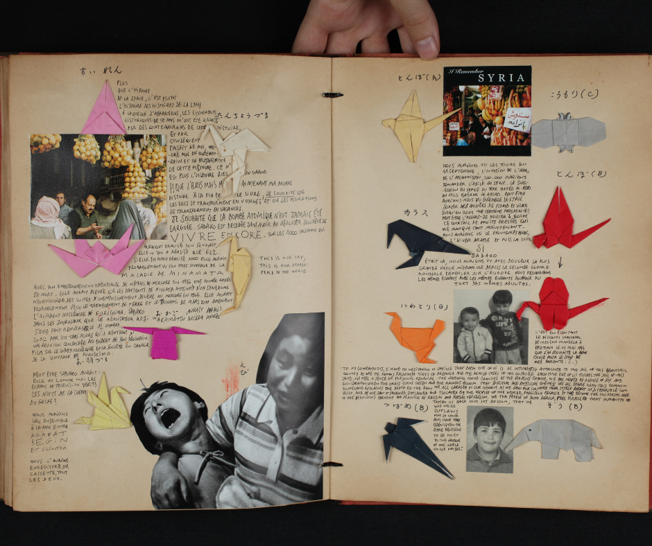 Bady Dalloul_scrapbook_Installation livre trouvé, collages, écritures_video 4_m_dimensions variables_2016 (1)