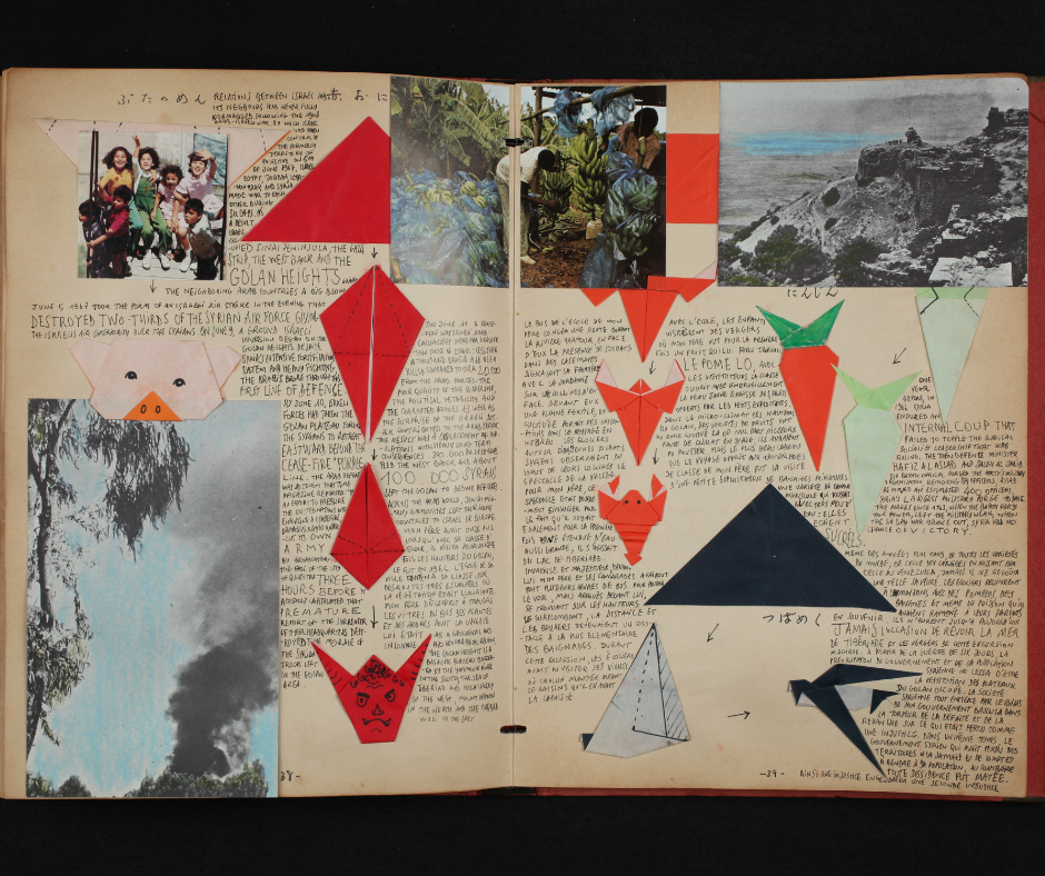 Bady Dalloul_scrapbook_Installation livre trouvé, collages, écritures_video 4_m_dimensions variables_2016 (2)